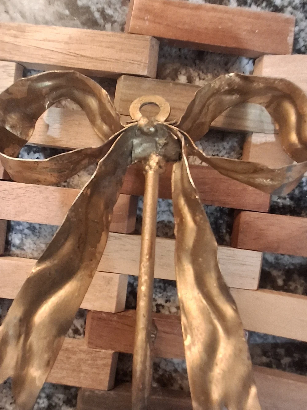 Vintage Brass Ribbon Bow Wall Hook | Hollywood Regency Gold Tone Decorative Coat